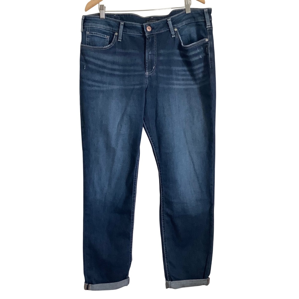 Silver Jeans Co Boyfriend Dark Wash Cuffed Denim Jeans W27101SSX365 SZ‎ 18 L29